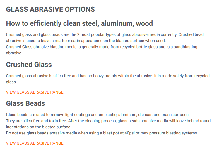 glass blasting media abrasives for steel aluminum wood crushed beads