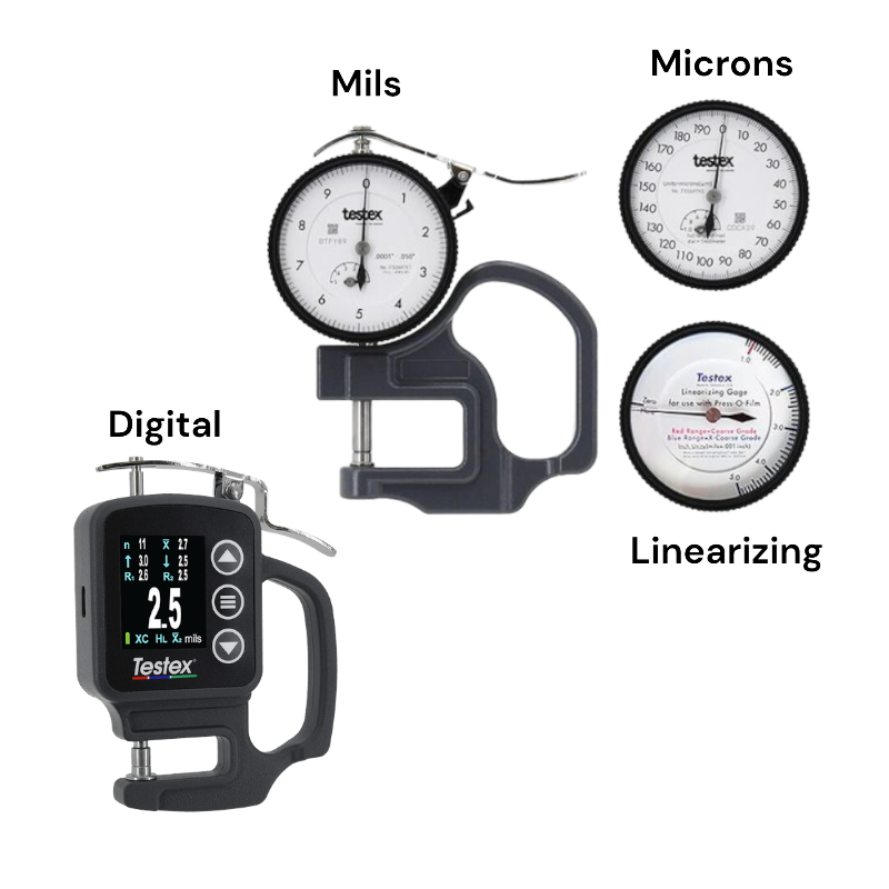 Testex Tape Micrometers / Analog Replica Tape Surface Profile Gauges